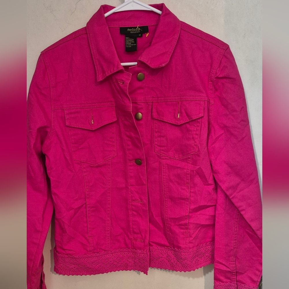 Twiggy Of London Fuchsia / Pink Jean Jacket S.M New